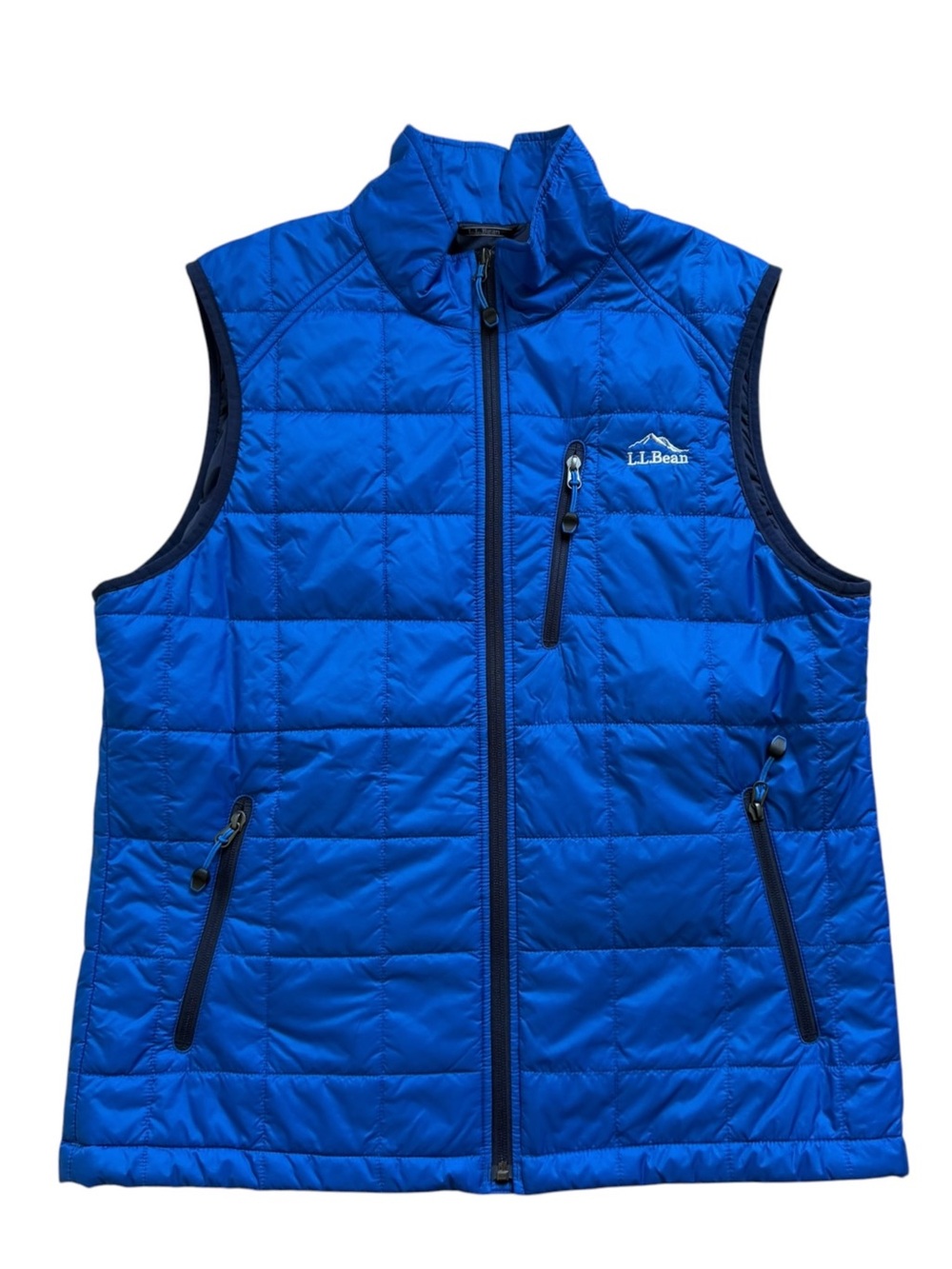 L.L. Bean Men’s Primaloft Packaway Vest Medium Blue Quilted Lightweight Hiking